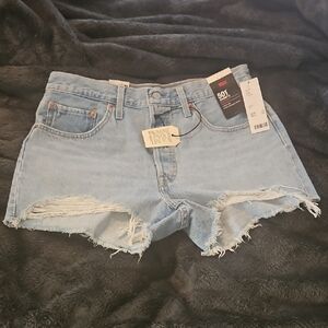 Levi's Women's Distressed Light Blue Jean Shorts